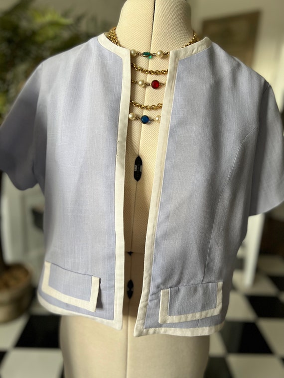 Vintage pale blue /lilac dress and jacket - image 7