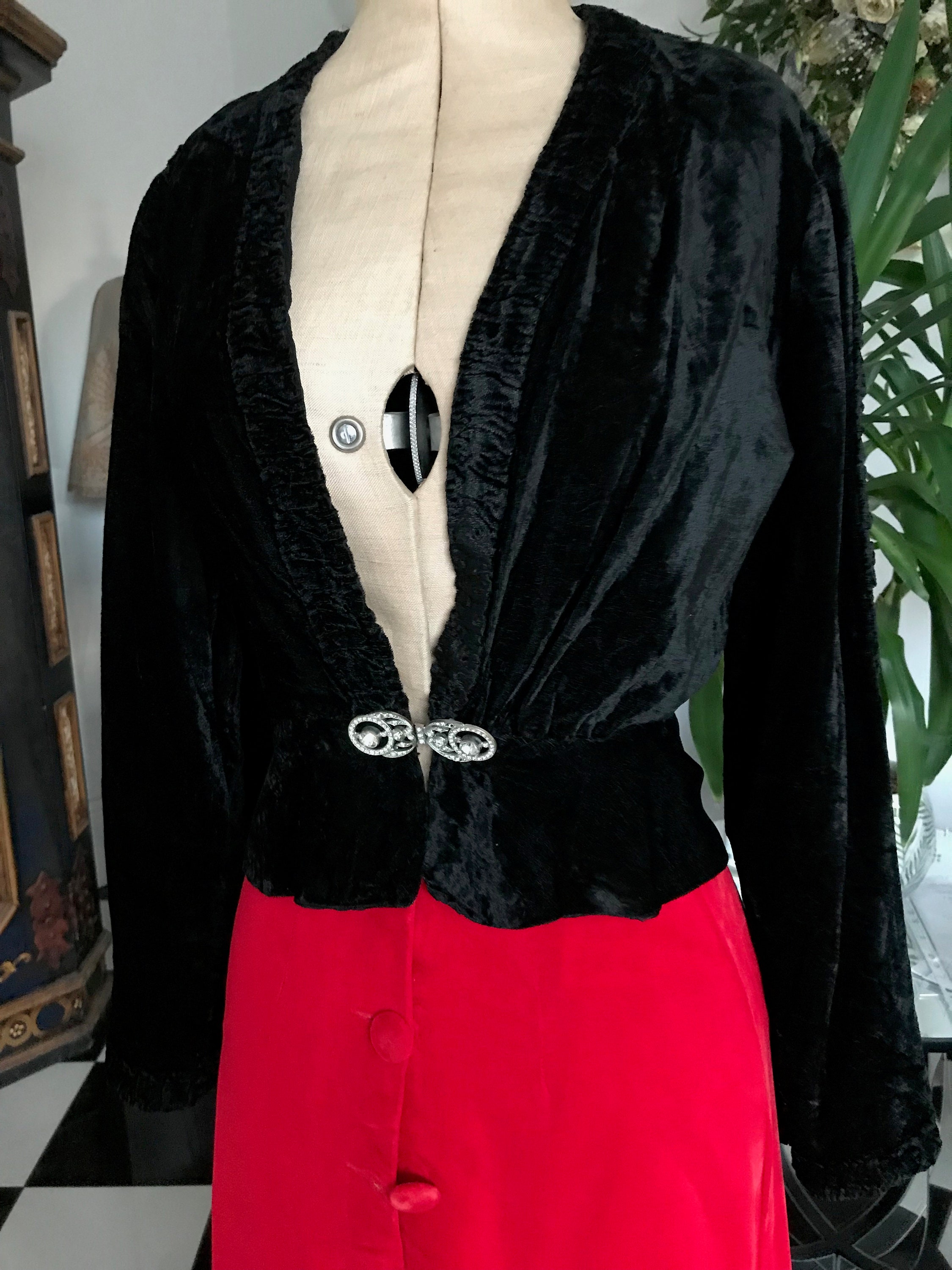 Vintage 1930s Black Silk Velvet Jacket 