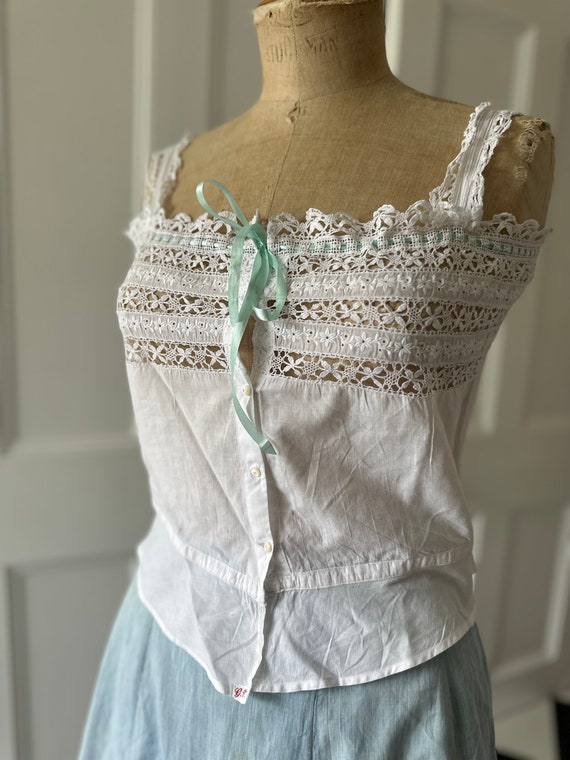 Antique 1910s corset cover chemise camisole - image 10