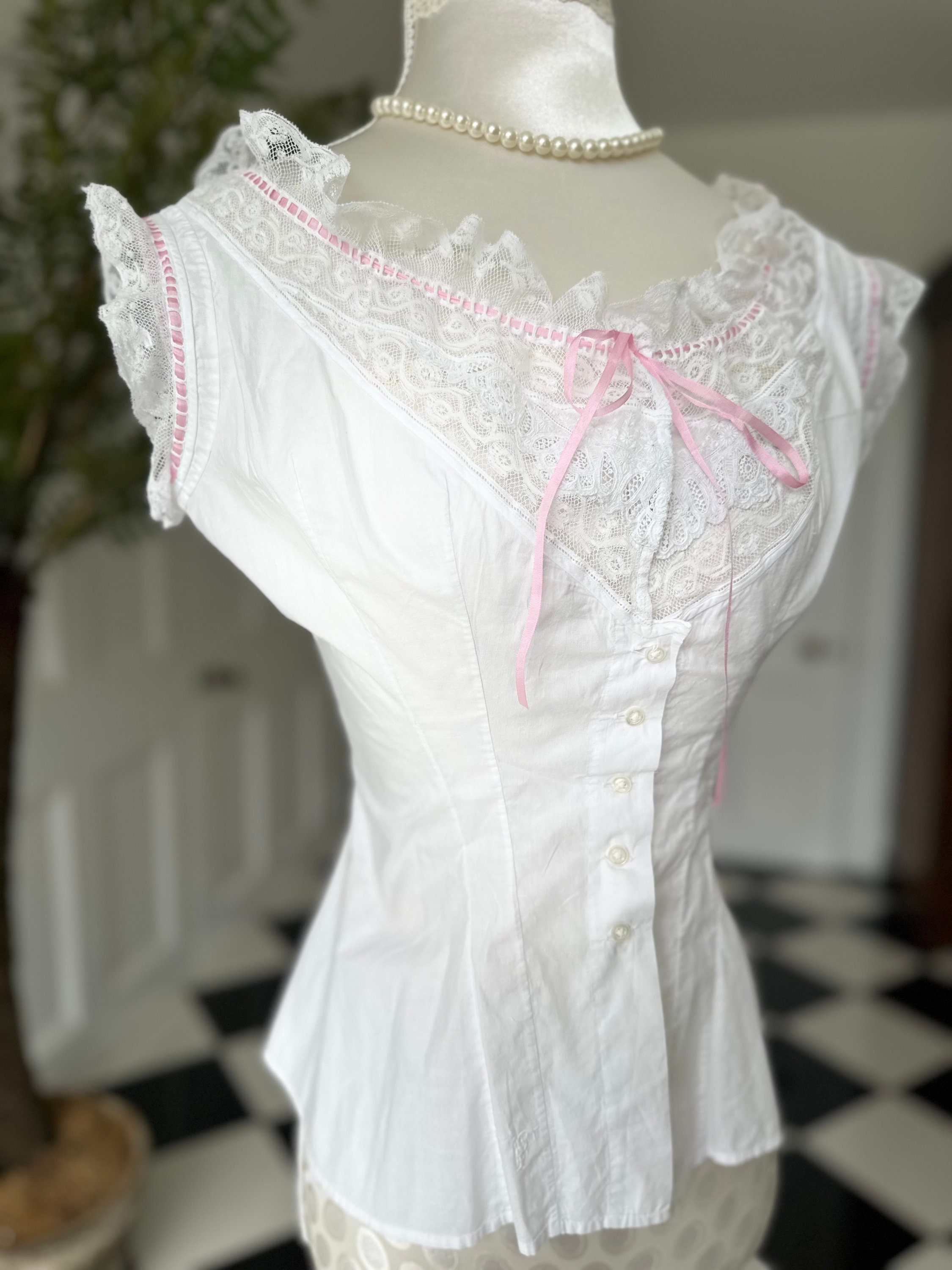 Victorian 1888 White Corset Cover Chemise With Broderie Anglaise 