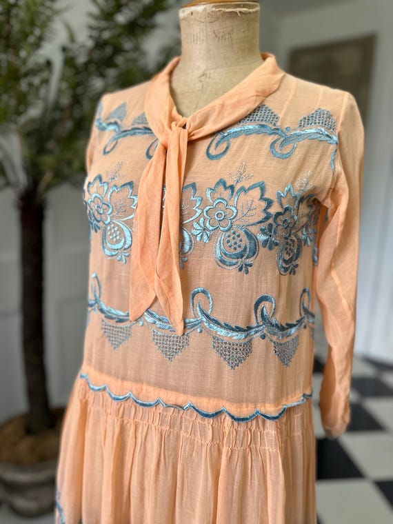 embroidered day dress Vintage 1930s Embroidered Cotton Day Dress main image 0