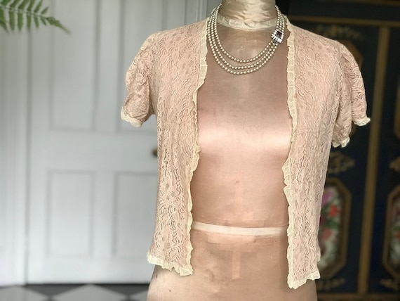 1930s Lace Blouse / cardigan bed jacket
