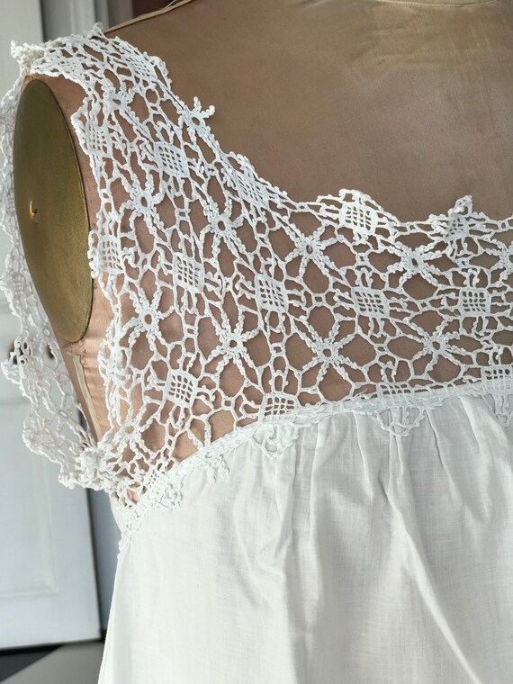 1910s white slip with crochet lace detailing - image 6