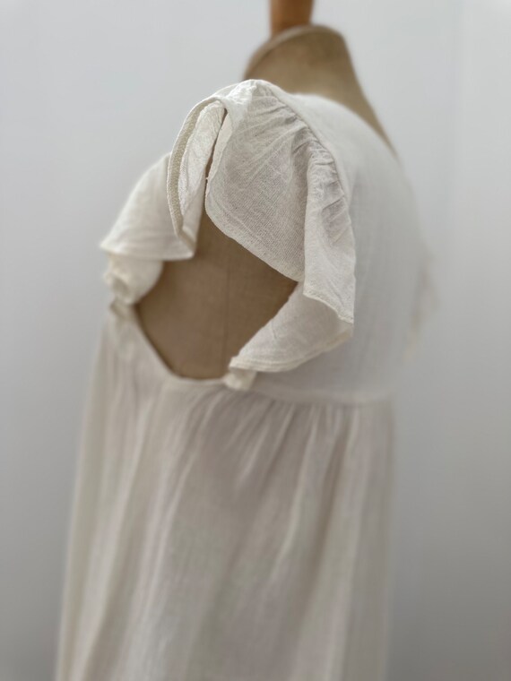 Yellow printed muslin long dress