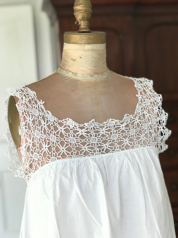 1910s white slip with crochet lace detailing - image 2