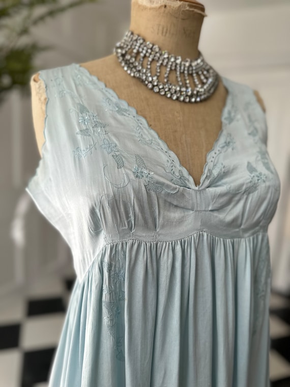 1930 blue silk slip dress - image 2