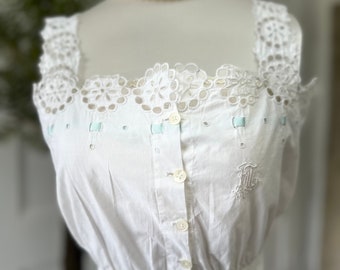 Victorian  Edwardian  white cotton camisole corset cover