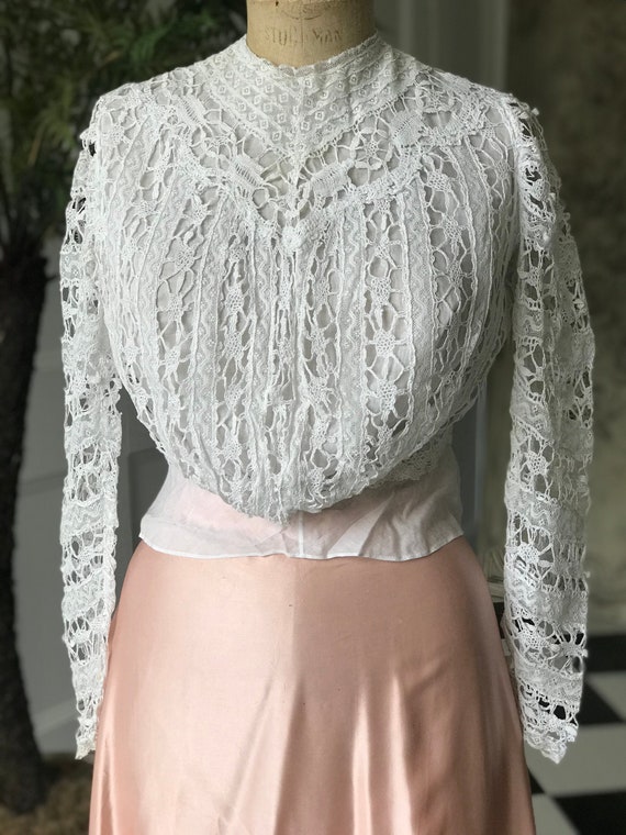 Antique Maltese lace Belle Époque Edwardian white bl… - Gem Antique Maltese lace Belle Époque Edwardian white bl… - Gem