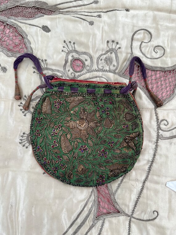 Beautiful Antique 19th Century Zardozi Green Purse - Etsy