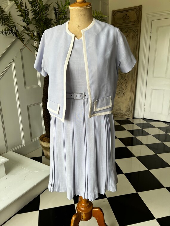 Vintage pale blue /lilac dress and jacket - image 2