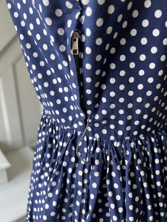 1940s 50s white and navy polka dot dress - image 6
