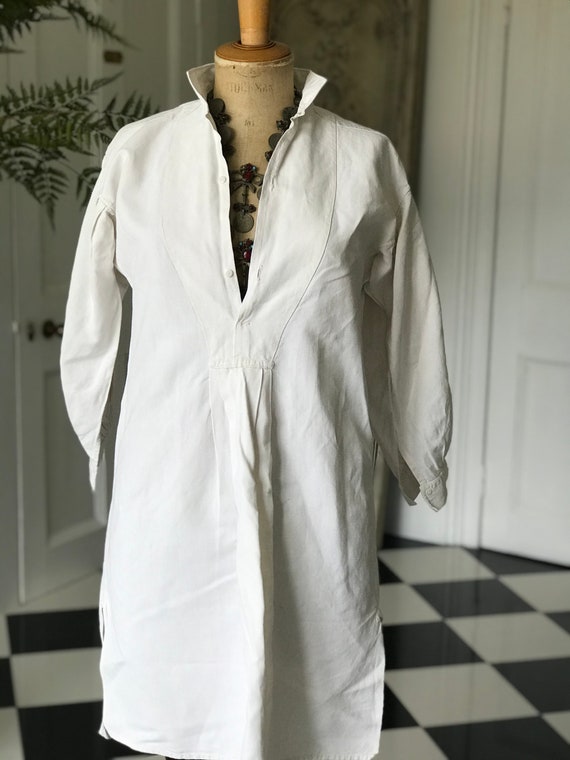 1890 -1910s Antique French linen smock shirt farme