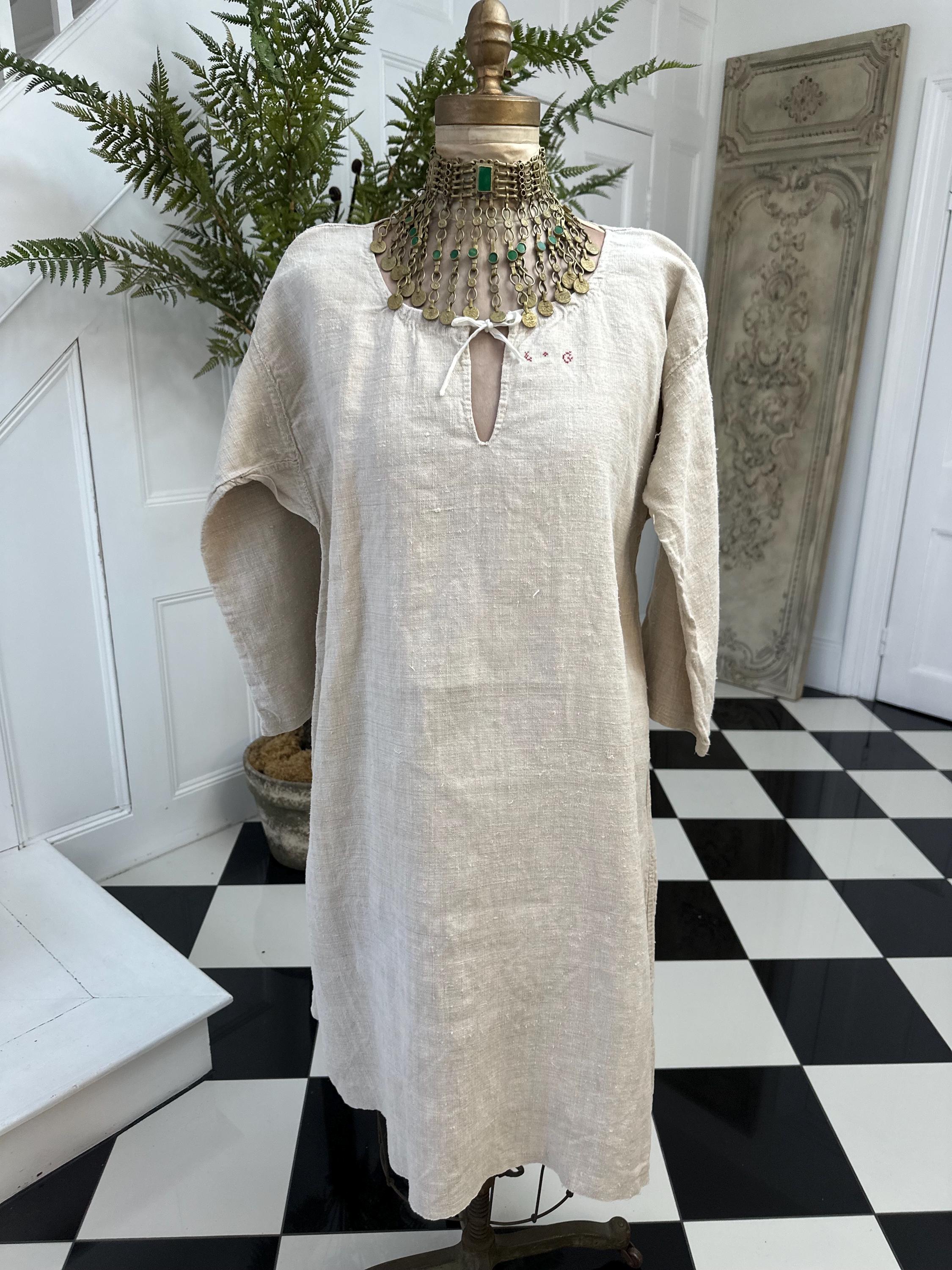 トップス 10s 20s Antique Farmer's Linen Smock French Linen Smock Farmer, Peasant, Re-enactments , Vintage