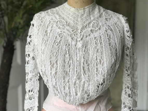 グランドセイコー セール Belle Lace Maltese Antique Époque Blouse White Edwardian トップス