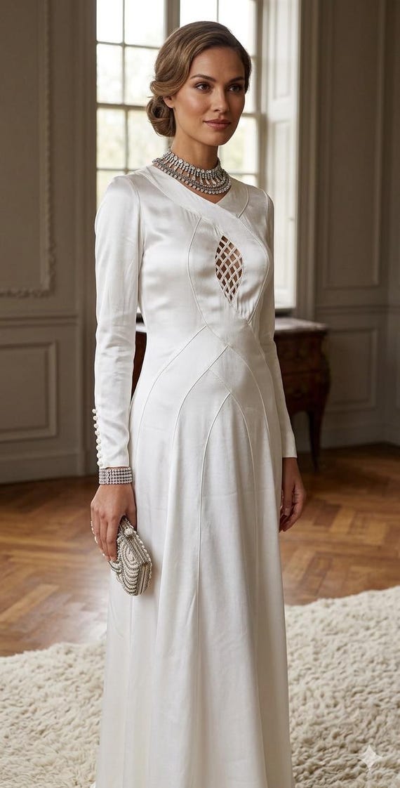 1930s White Satin Bias Cut Wedding Dress - Etsy
