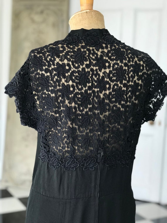 1940s Taffeta and cotton lace shift dress - image 2