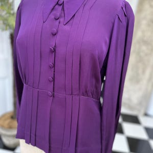 1940s silk blouse in dark purple