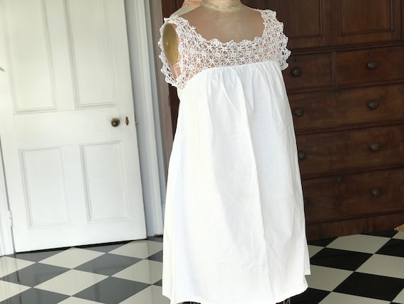1910s white slip with crochet lace detailing - image 1