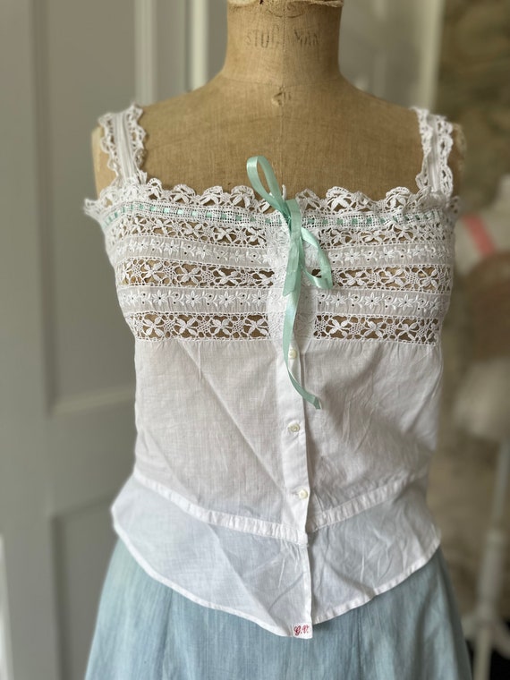 Antique 1910s corset cover chemise camisole - image 9