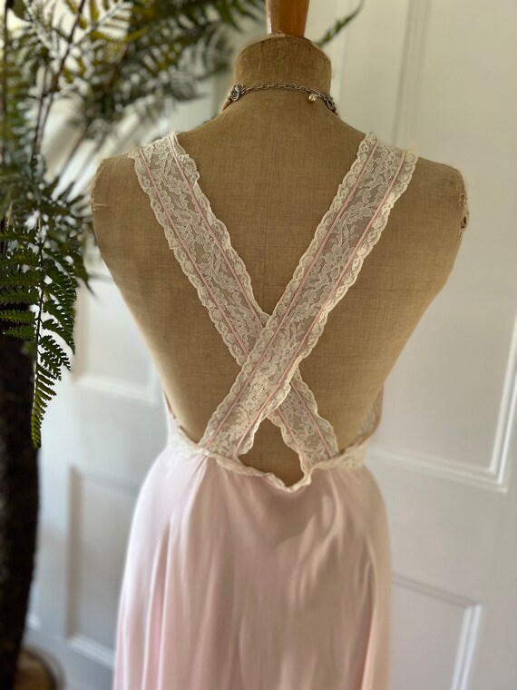 1950s lace and chiffon midi full skirt slip Gem