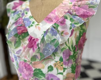 Vintage 1970s sleeveless floral maxi dress