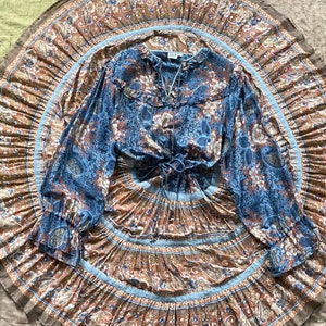 Blooming In The Dark-70s 80s Indian Gauze Cotton Boho/Goddess/Hippie/Gypsy/Fairy/Romantic/Folk/Fairycore/Festival Tiered Dress