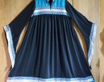Vestido maxi étnico de los 80: vestido bohemio vintage