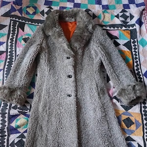 60s/70s Astraka Teddy Vegan Fur/Faux Fur Coat, Hippy/Bohemian/Festival/Rustic/Eskimo/Almost Famous/Afghan/Penny Lane/Carpet Coat