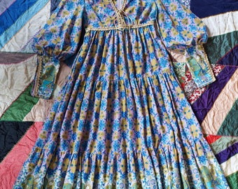70's Gunne Sax Black Cherry Ditsy Floral Midi Dress Sz S - Etsy