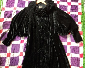 Rare 1930s John Lewis Oxford Crushed Silk Velvet Mutton Sleeve Duster Jacket,Art Deco/Glamorous/Hollywood/Victoriana/Gothic Opera Coat