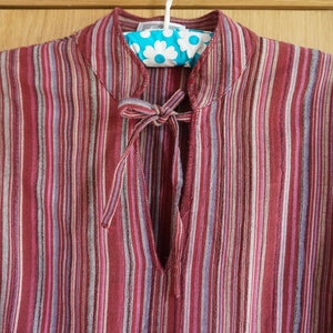 1990s Elam Hippie Baumwoll Tunika Top, Baumwoll Top, Folk/Folklore/Blumenkind/Hippy/Boho/Festival Kittel/Tunika/Bluse gestreift