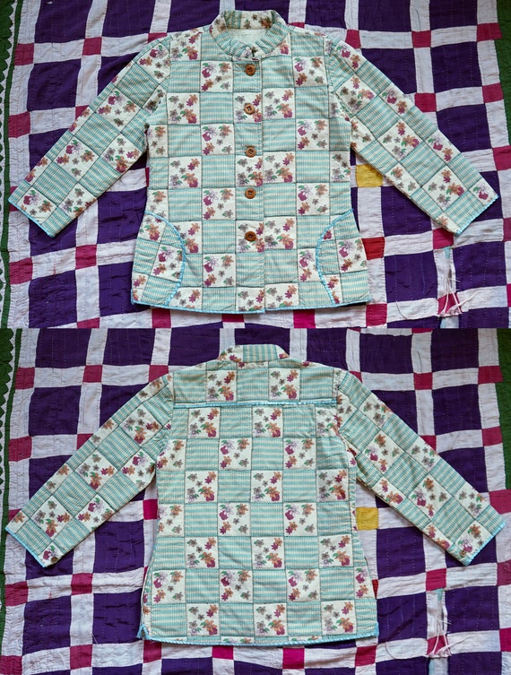 Vintage  Embroidered Patchwork Print Quilted /Pad… - image 2