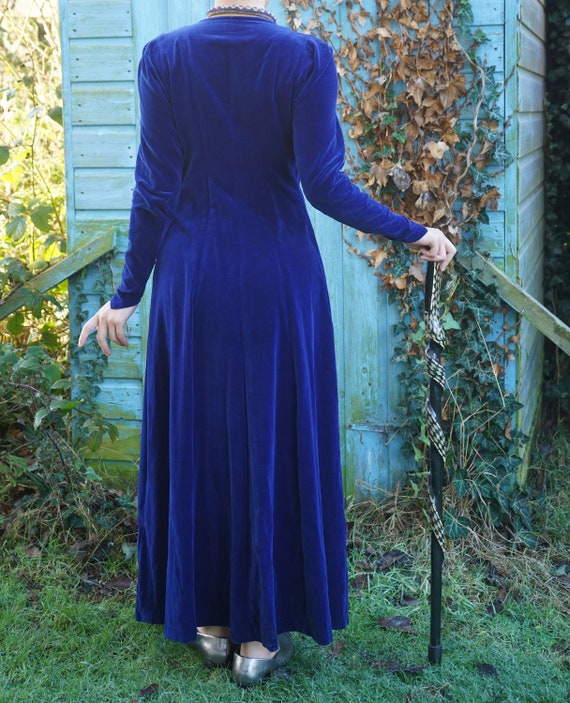 1930s 1940s Bias Cut Blue Velvet Dress, 30s 40s G… - image 3