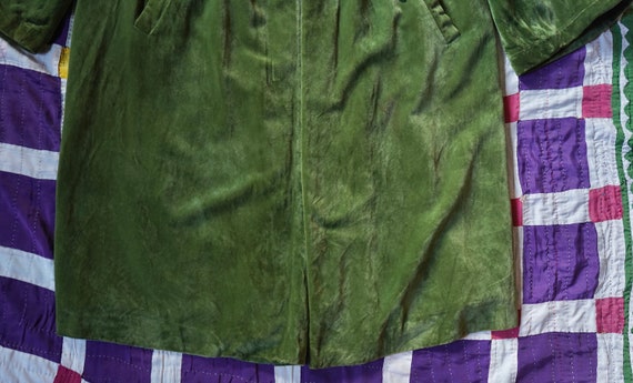 1920s-1940s Green Cotton Velvet Duster Jacket wit… - image 6