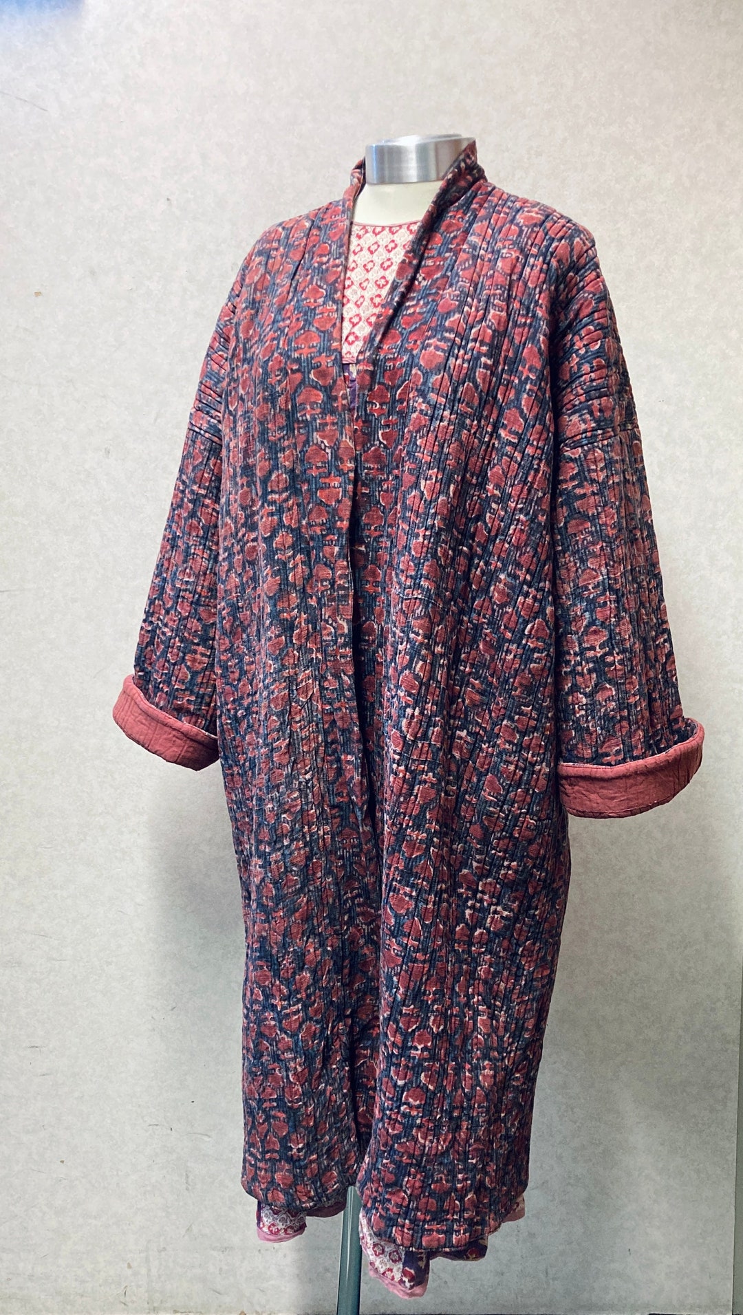 1980s Anokhi Unisex Rustic Hand Block Printed Quilted/padded Indian