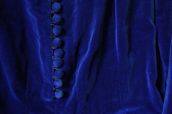 1930s 1940s Bias Cut Blue Velvet Dress, 30s 40s G… - image 5
