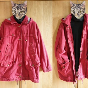 80s 90s Dorothy Perkins Unisex Quilted/Padded Cotton/Canvas Parka Jacket/Coat,Urban/Outdoor/Boyfriend Camper Hooded Jacket