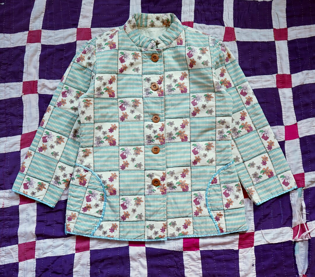 Vintage bestickte Patchwork Print Stepp- wattierte Jacke, Boho - Main Image