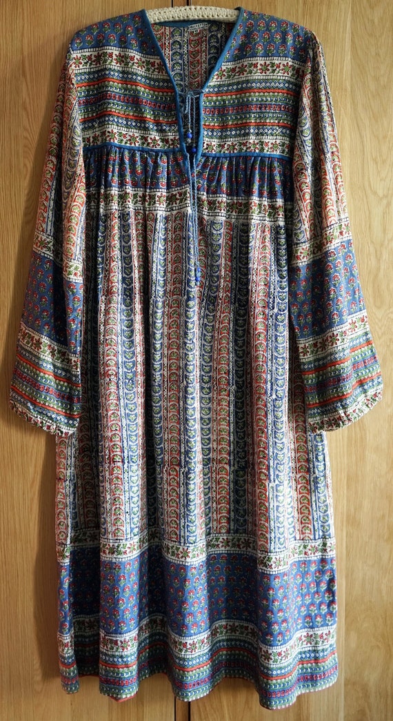 1970s Hand Block Printed Indian Cotton Gypsy Festi