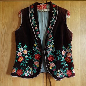 1960s Hand Embroidered Velvet Boho/Hippie/folk/Ethnic/Festival/ Vest/ Waistcoat