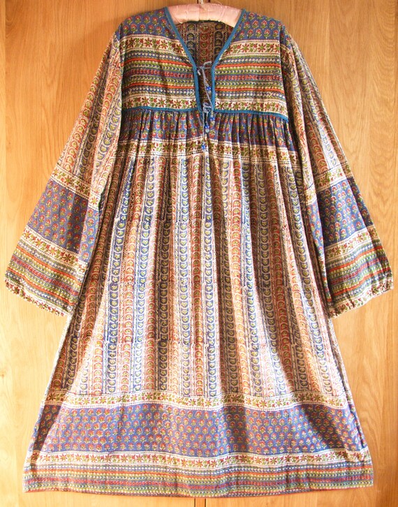 1970s Hand Block Printed Indian Cotton Gypsy Festi