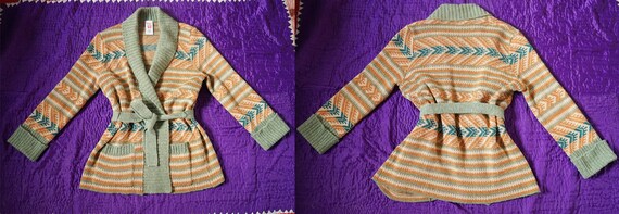 70s does 30s Wrap Cardigan,Hippy/Boho/Festival/Woo