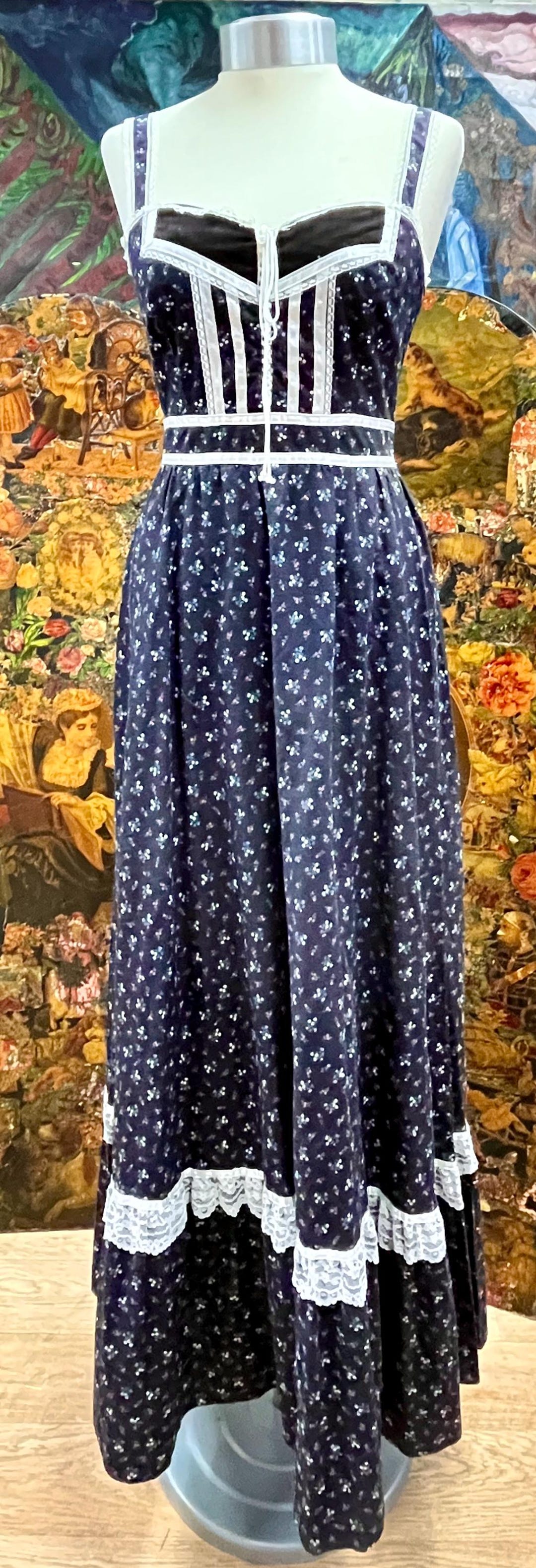 1970s Gunne Sax Velvet Maxi Dress & Quilted Jacket: Cowgirl Boho ...