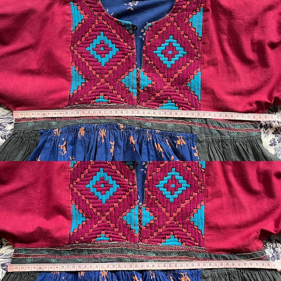1970s Patchwork Afghan Dress, Hand Embroidered Et… - image 8
