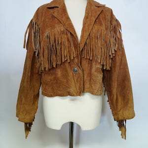 1970er 1980er Jahre Unisex Fransen Wildleder / Leder Boho Hippie Cowboy Westernjacke