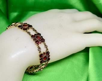 Antique Victorian Gothic Bohemian Garnet Bracelet