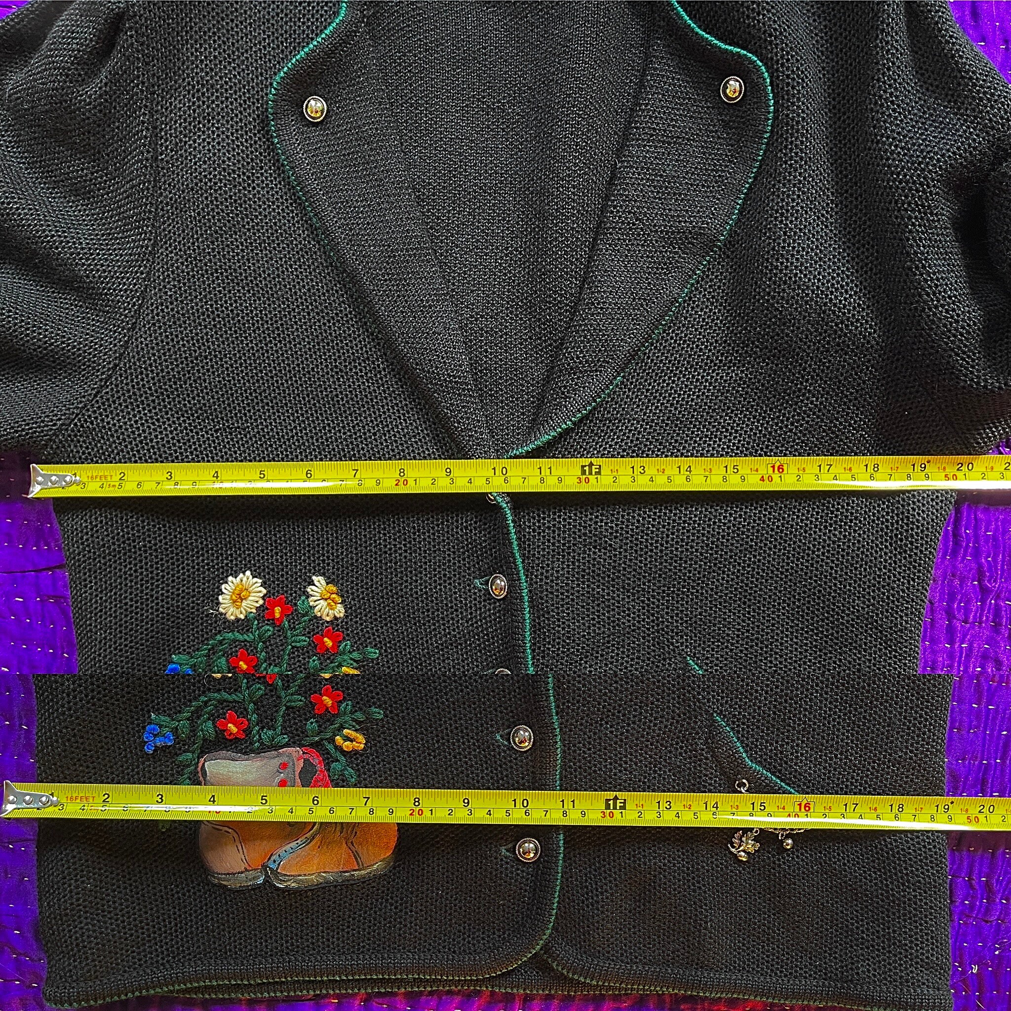 トップス 80s Mutton Sleeves Cardigan Vintage Embroidered Cardigan: 80s Does 40s Mutton Sleeve