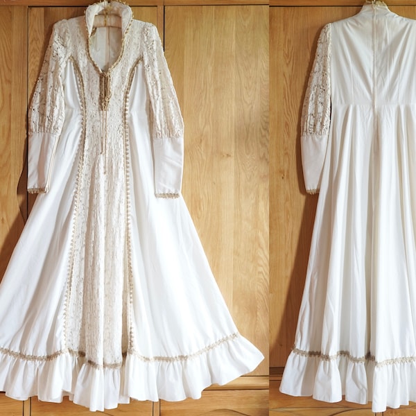 Vintage 1970s Gunne Sax Size 9 Dreamy/Renaissance/Medieval/Boho/Victorian/Goddess/Prairie/Cottagecore/ Wedding Bustier/Corset Maxi Dress
