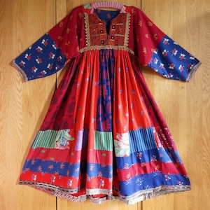 1960s 1970s Patchwork Hand Embroidered Ethnic/Folk/Hippy/Boho/Festival/Woodstock/Kuchi/Nomads/Goddess Afghan Dress