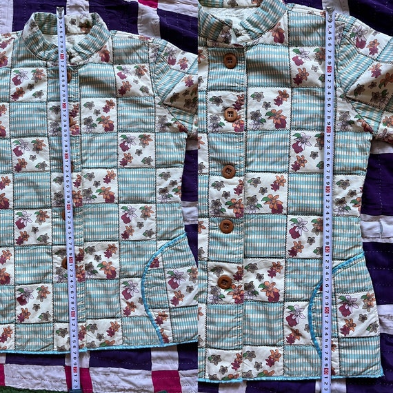 Vintage  Embroidered Patchwork Print Quilted /Pad… - image 9